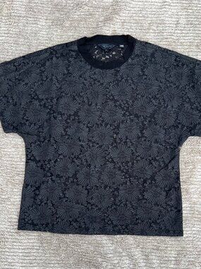Ted Baker London Black Daisy Burnout Crop Tee Size 3 (US M)